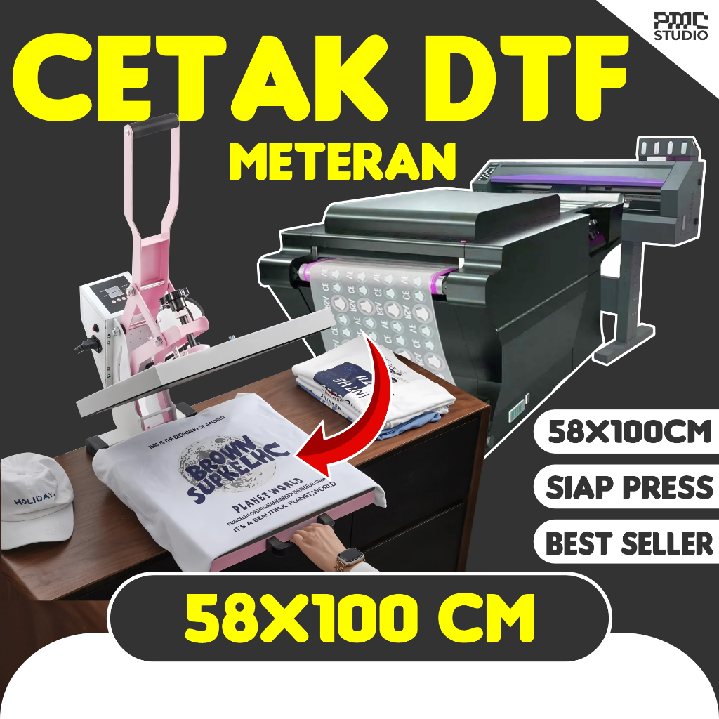 Jasa Cetak Print Sablon DTF Meteran Custom High Quality 6 Pass Warna Pekat Tebal