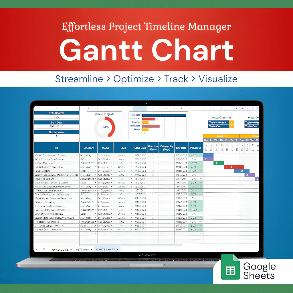 Jual Gantt Chart Proyek Konstruksi Google Sheets Timeline Manajemen ...
