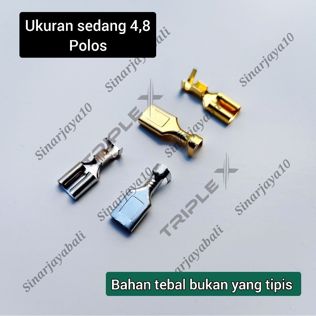 Jual sekun 4,8 sedang skun polos rata terminal pins connector kabel ...