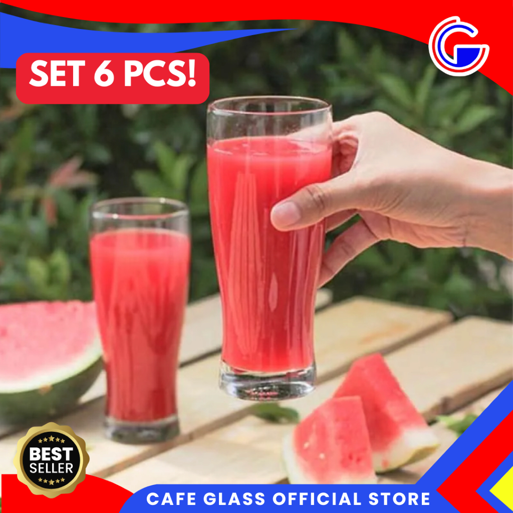 Gelas Minum Tinggi 6 Pcs Citinova Porto - Gelas Kaca Es Teh Jus Bir - Set Cangkir Bening Aesthetic