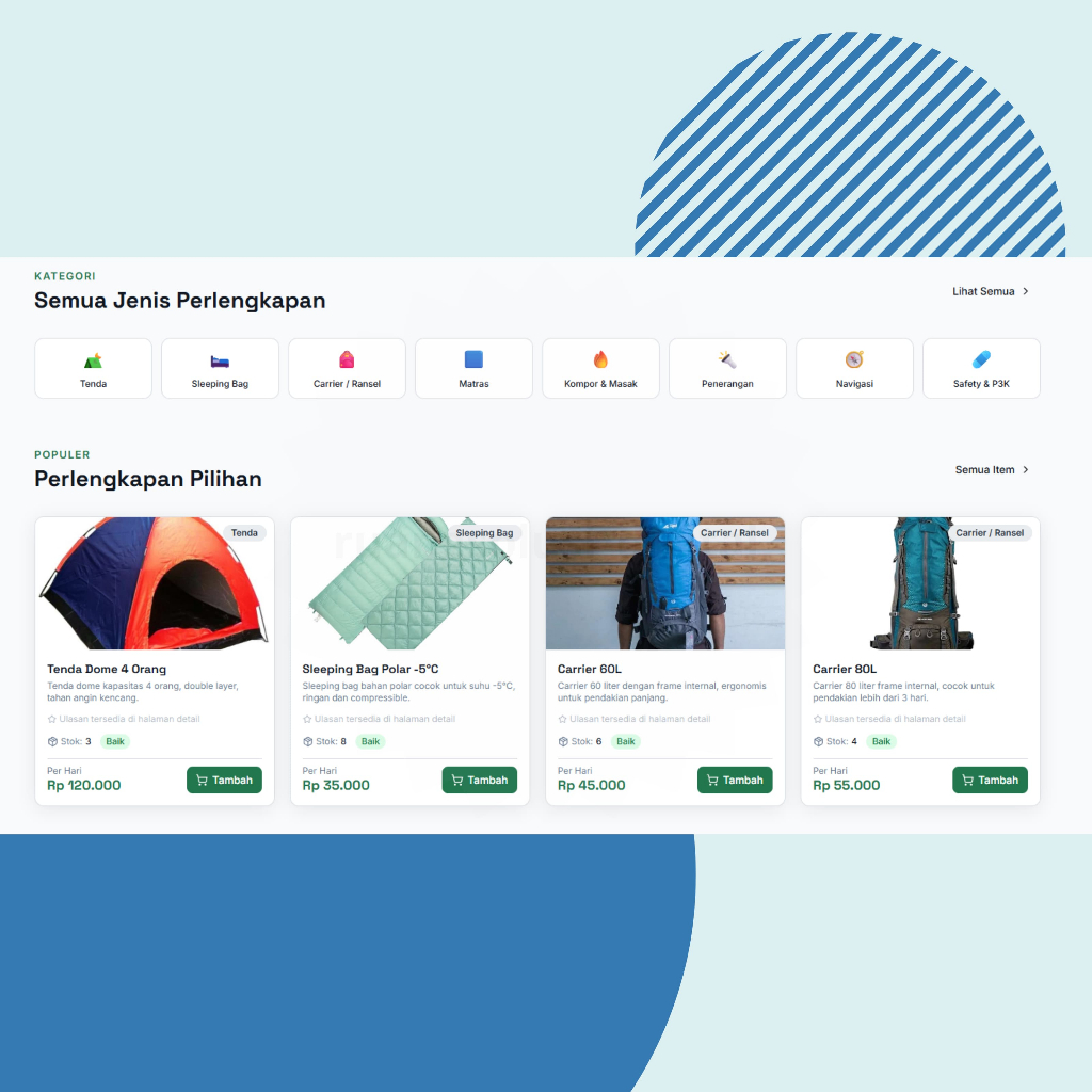Source Code Aplikasi Rental/Sewa Peralatan Outdoor Berbasis Web