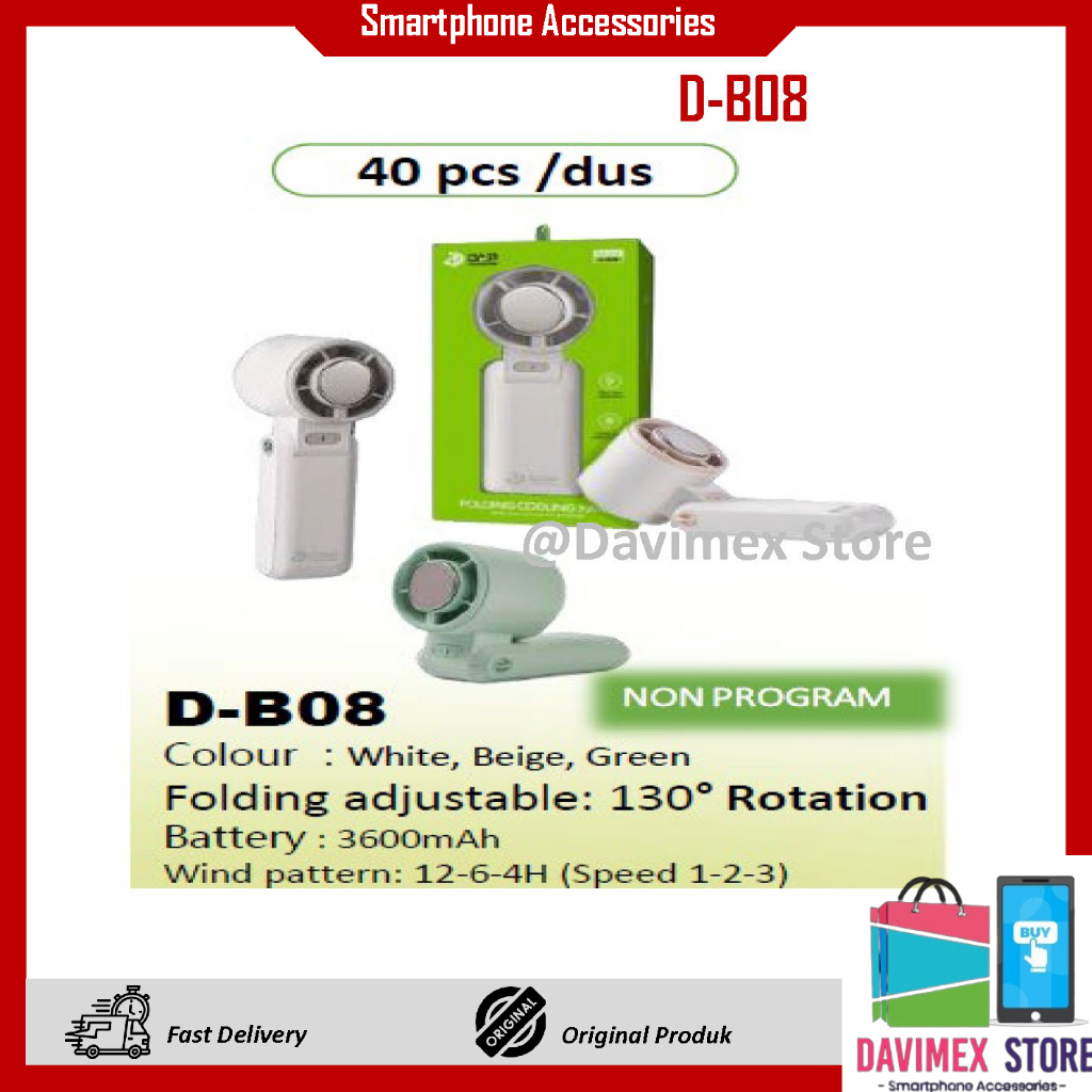 Jual [ORI] DAP D-B08 Handheld Desktop Fan Folding Adjustable 130 ...