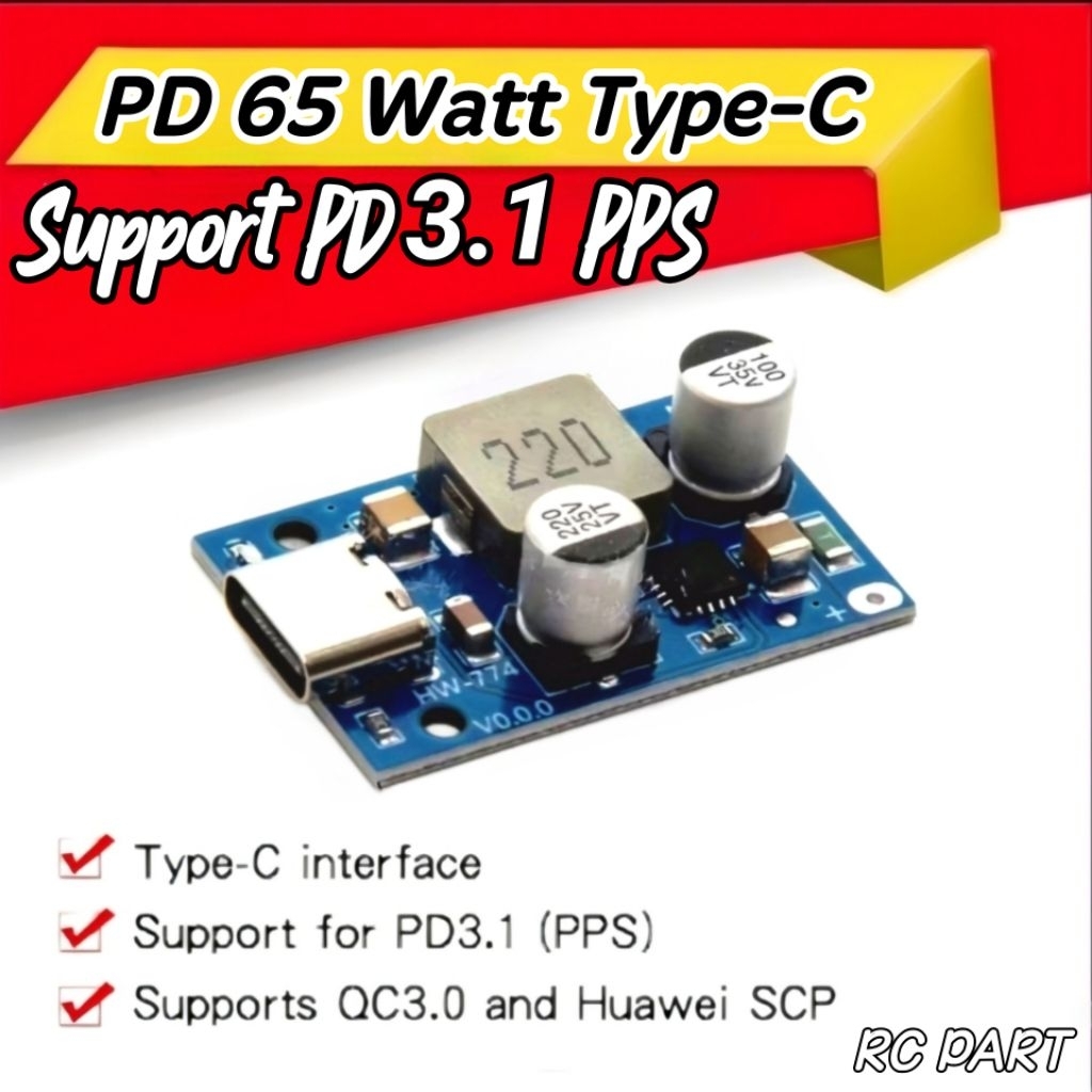 Jual PD65W Fast Charging Module Type C PD3.1 QC3.0 Fast Module Board DC ...