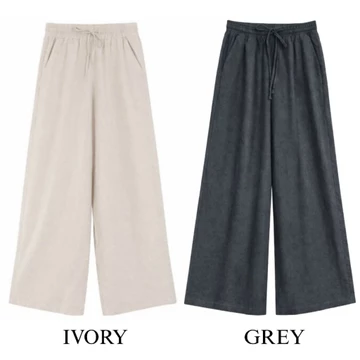 ANK* Women Linen Wide Leg Pants In 2 Colour Celana Kulot Wanita Branded Celana Kulot Wanita