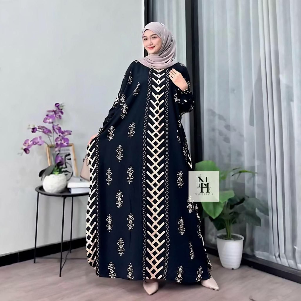 Review Lengkap Gamis Kaftan Rayon Premium Motif Shalihah Jumbo LD 180 cm