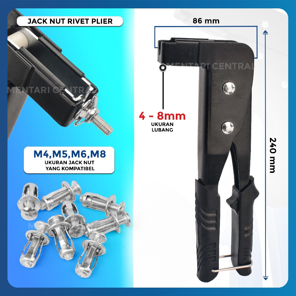 Jual Tang Rivet Jack Nut Tool Alat Penarik Jack Nut 10 inchi M4 M5 M6 ...