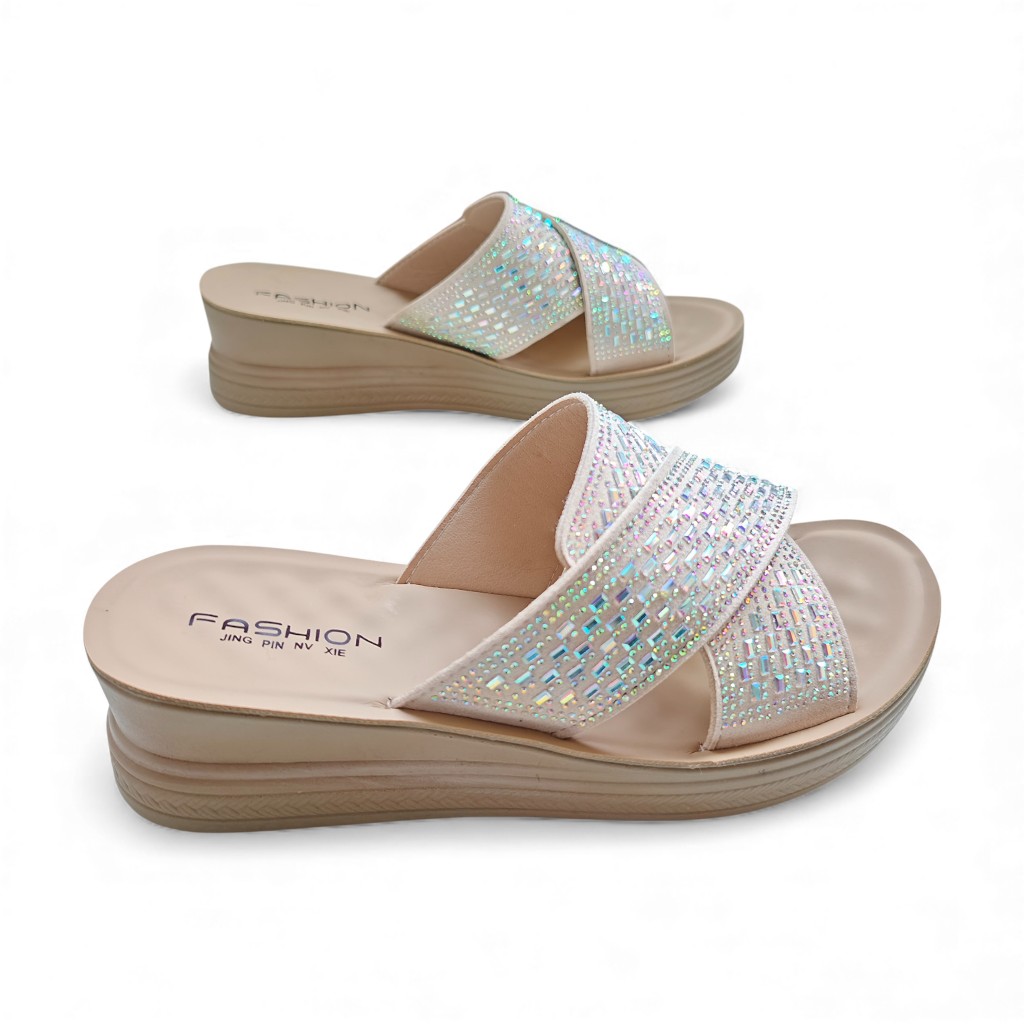 Jual Sandal Slop Wanita Wedges / Sandal Wedge Kondangan Fashion ...