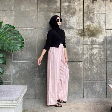 Everyday Pants Stripe Celana Panjang Wanita Kulot Pinstripe Celana Kerja Formal Kasual Wanita