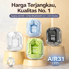 Air31 TWS Transparent Earbuds Bluetooth Wireless Headset HiFi Stereo Sound LED Digital Display