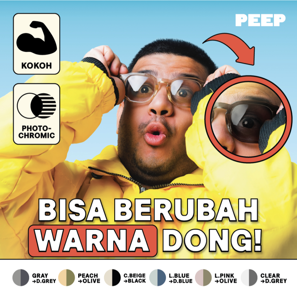 Jual Peep Eyewear - Fredo Frame Color Changing Kotak | Kacamata Baca ...