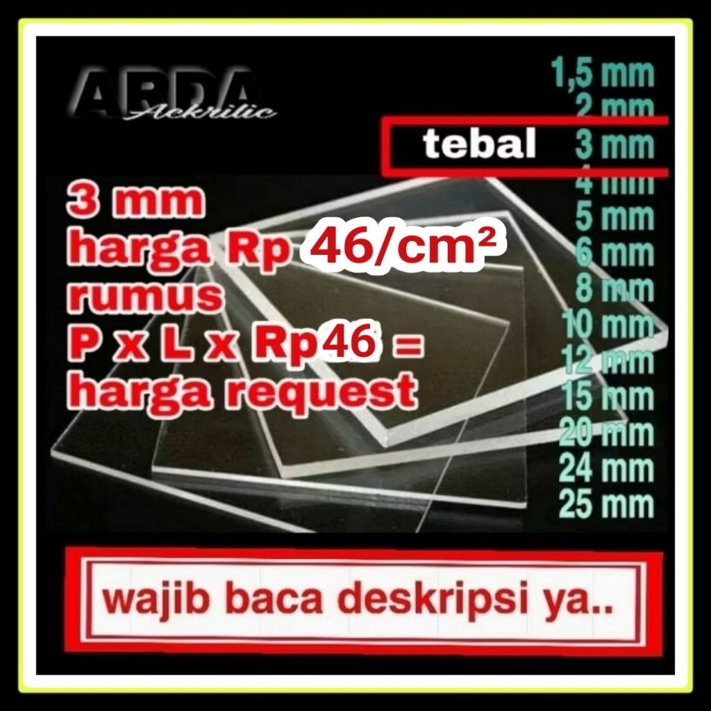 Jual Akrilik 3mm bening custom size Akrilik lembaran/Akrilik transparan ...
