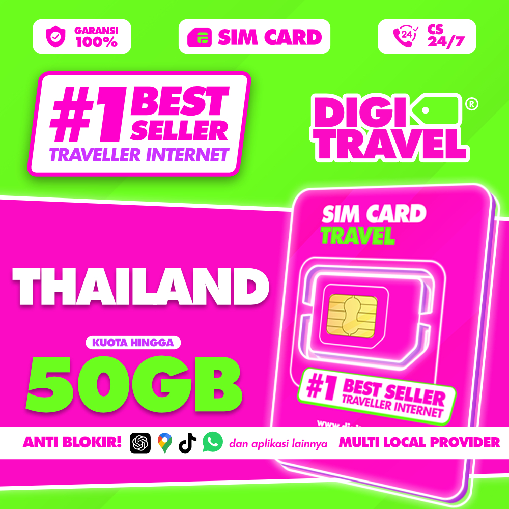 Jual DIGITRAVEL SIM Card Thailand Bangkok Langsung Aktif | SIM Card ...