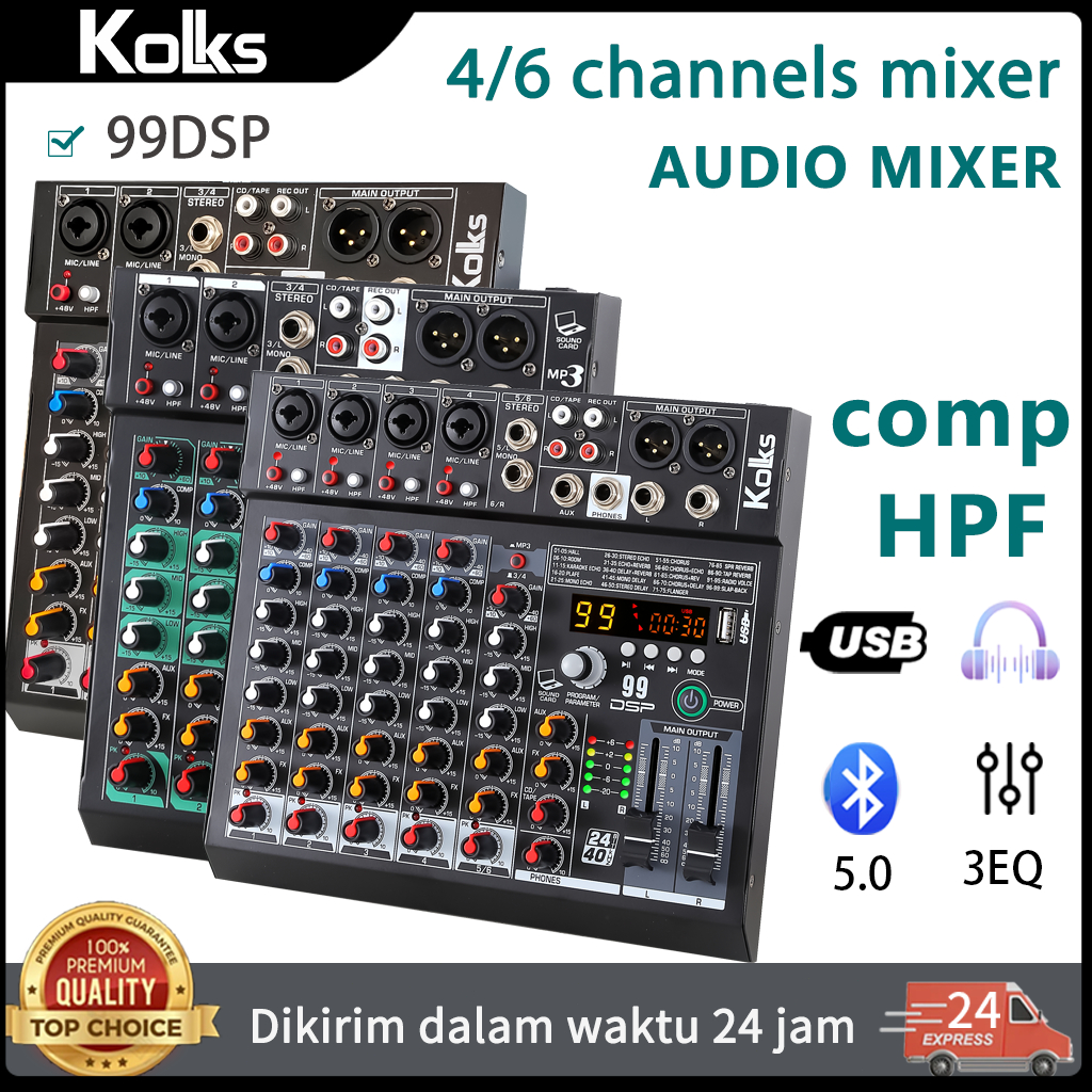 Jual KOLKS 4/6 channel Mixer audio 99DSP Mixer suara / Misker audio ...