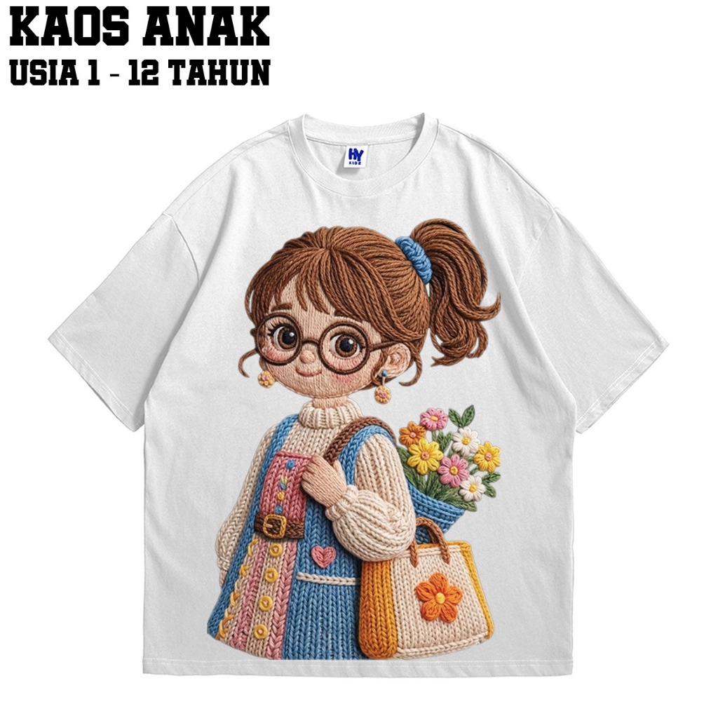 Kaos Anak Motif Gadis Kacamata Lucu Untuk Usia 1-12 Tahun Shp - foto 1