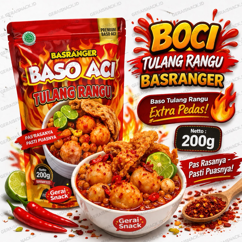 Jual Baso Aci Basranger Tulang Rangu Pedas Extra Jeruk Limau 200 g ...