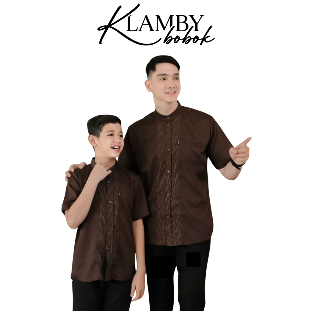 Klamby bobok - Baju Koko Kurta Embos Couple Ayah Anak Laki Laki Lengan Pendek
