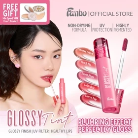 Fanbo Glossy Tint (DP) Lip Tint Juicy Moist Long Lasting Bibir Lembap Berkilau Natural Tanpa