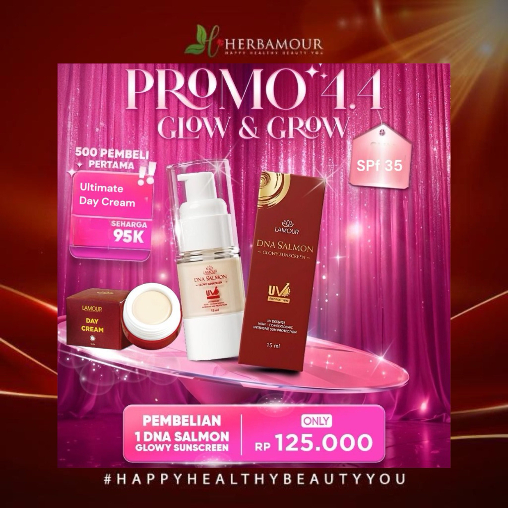 Jual (Free Ultimate Day Cream) DNA SALMON GLOWY SUNSCREEN LAMOUR ...