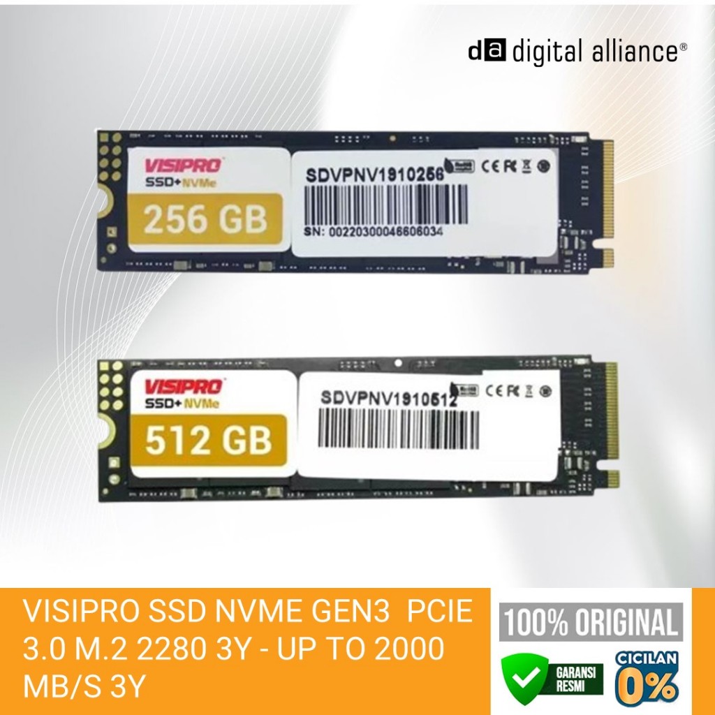Jual VISIPRO SSD NVME GEN3 256GB /512GB PCIE 3.0 M.2 2280 3Y - UP TO ...