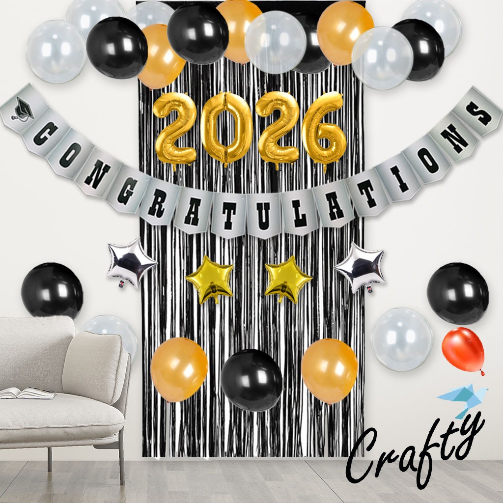 [PAKET] Dekorasi Balon SIMPLE CONGRATULATION CURTAIN Acara Graduation / Kelulusan / Perpisahan