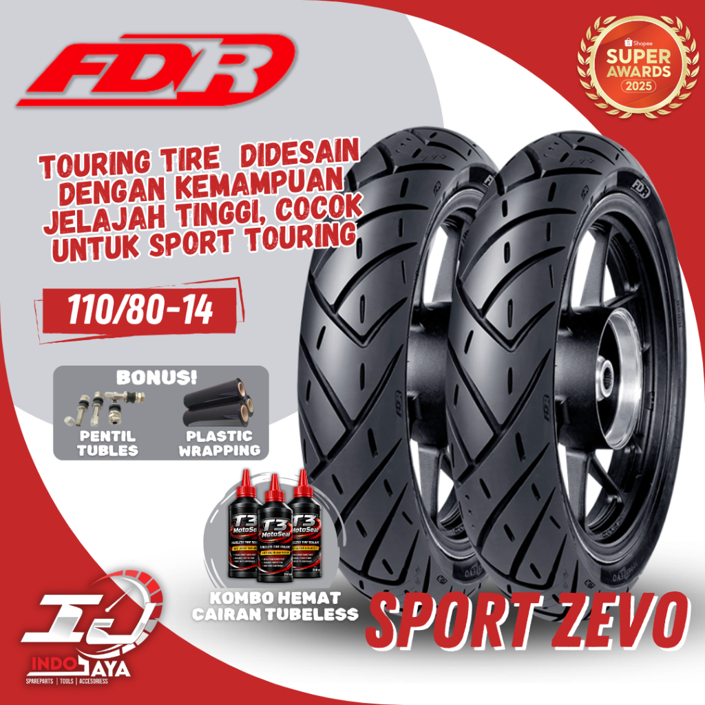 Jual [READY COD] BAN FDR TUBELESS SPORT ZEVO ( 110/80-14 - 110-80-14 ...