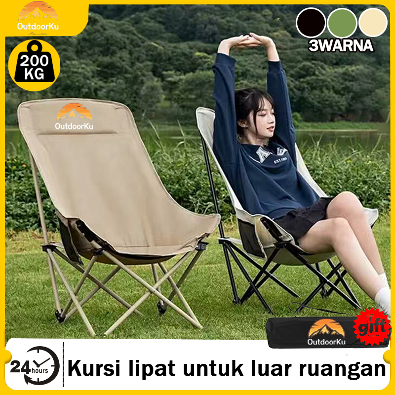 OutdoorKu Tersedia Stok Kursi Lipat Outdoor Sandaran Tinggi Anti Air Busa Tebal Nyaman Duduk Lama Untuk Camping Piknik Fishing Konser BISA 200KG