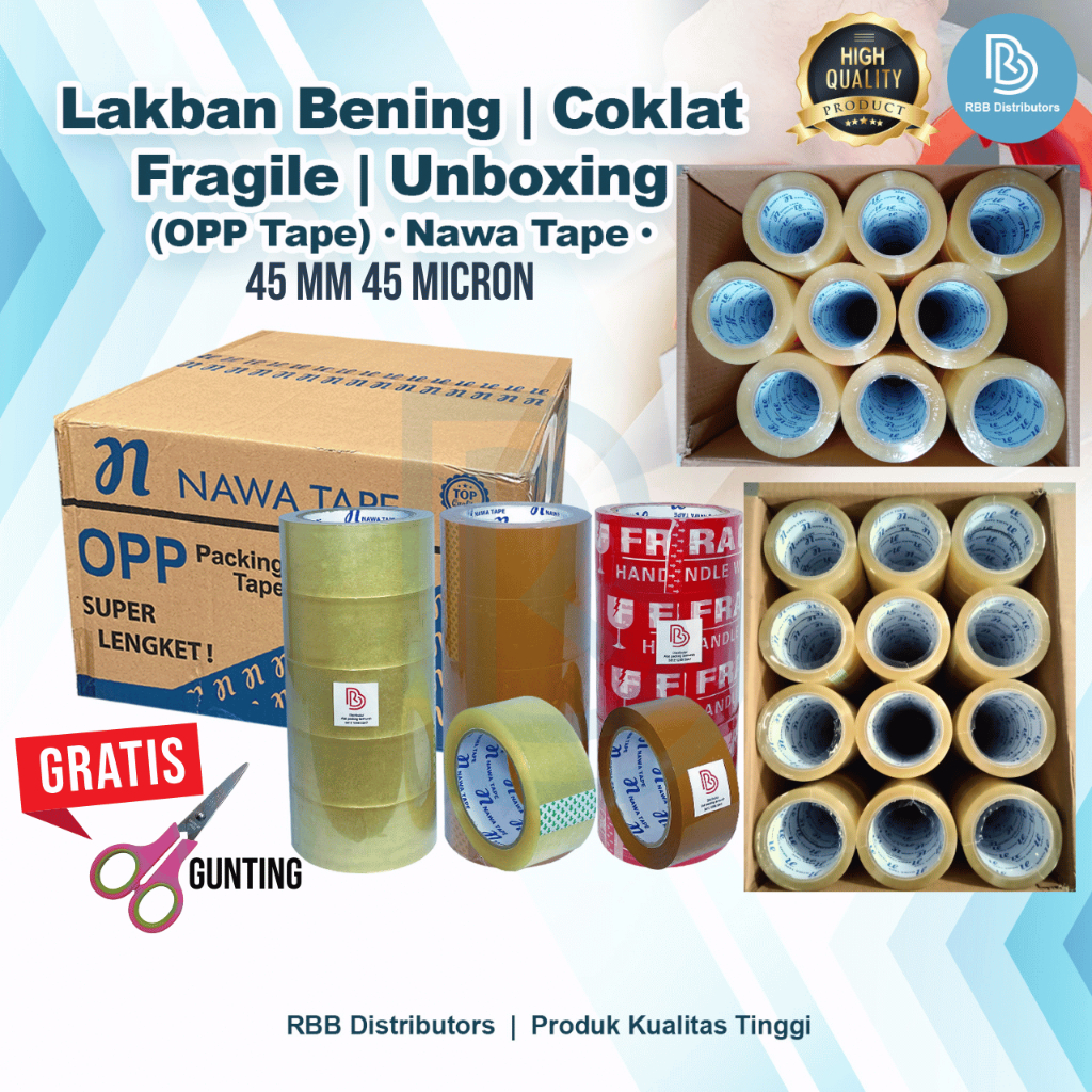 Jual Lakban Bening Coklat 1 Dus 100 Yard 45 mm Isi 72 Pcs Isolasi ...