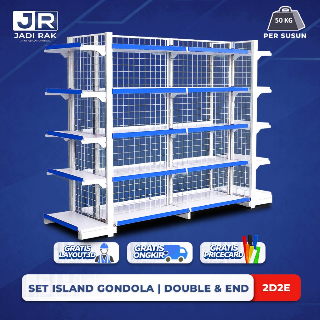 Jual JADI RAK - Set (2D2E) Rak Gondola Minimarket Tinggi 180 CM Tiang ...