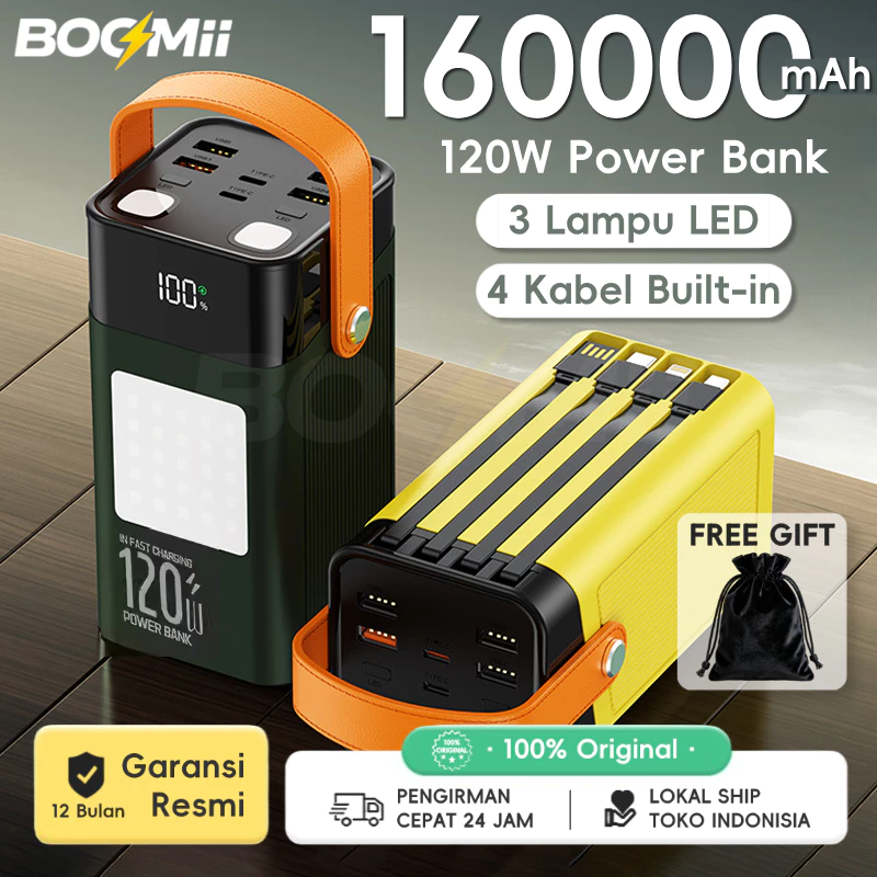 BOOMii NEW Power Bank 160000mAh 120W Kapasitas Besar | Fast Charging | LED Digital Display | Bisa Atur Level | Multi Output - foto 1