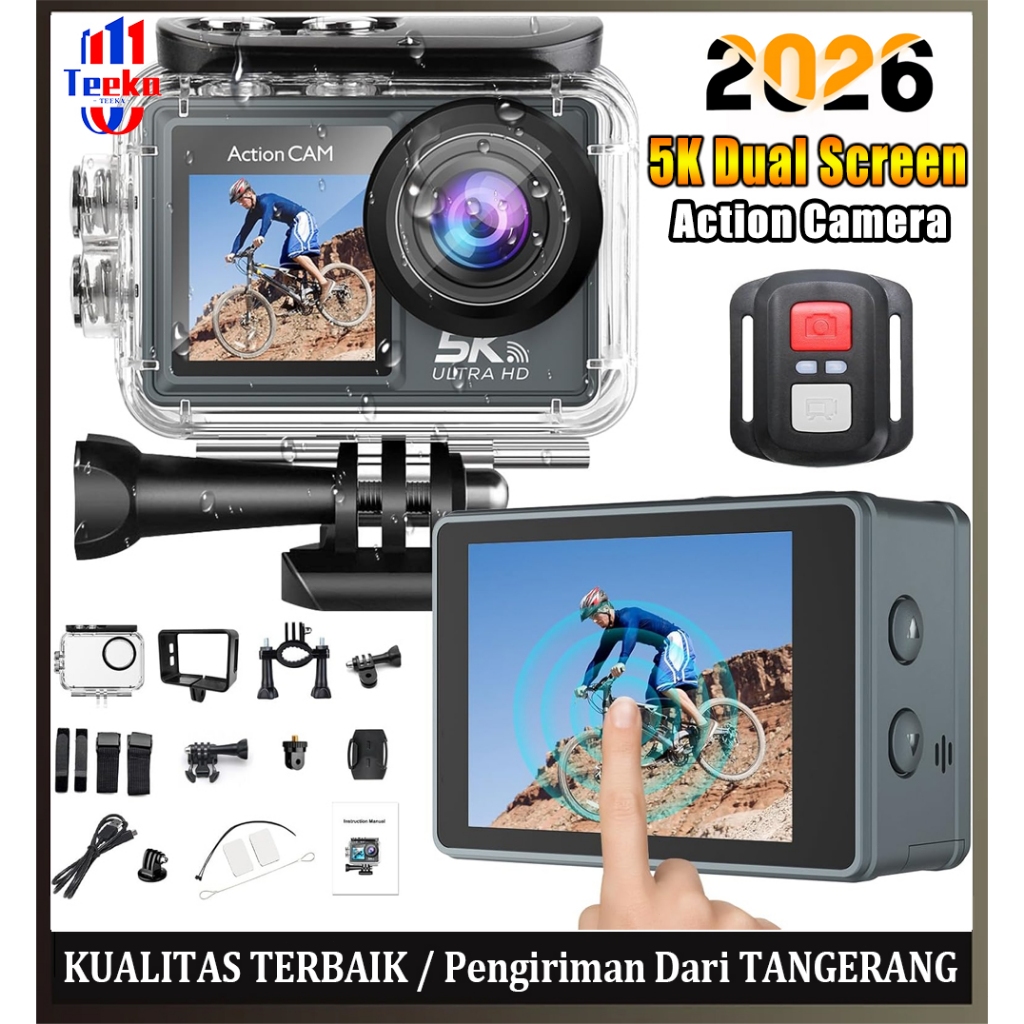 Jual 2026 TEEKA 5K WiFi Action Camera with Front LCD & Touch Screen,EIS ...