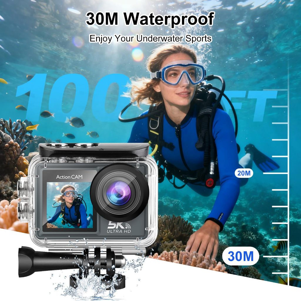 Jual TEEKA 5K WiFi Action Camera 1050mAh with Front LCD & Touch Screen ...