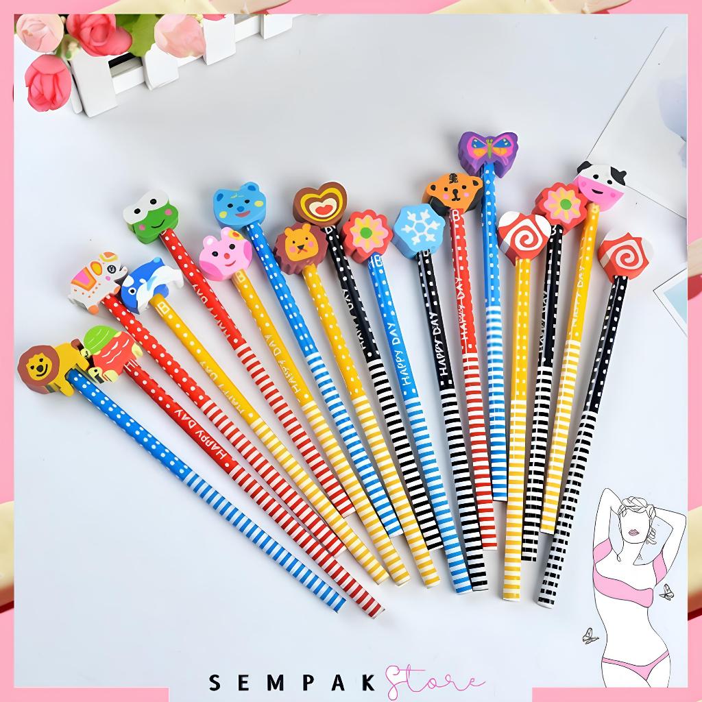 Jual SS Pensil Karakter Kartun Lucu Motif Garis Polkadot Pensil ...