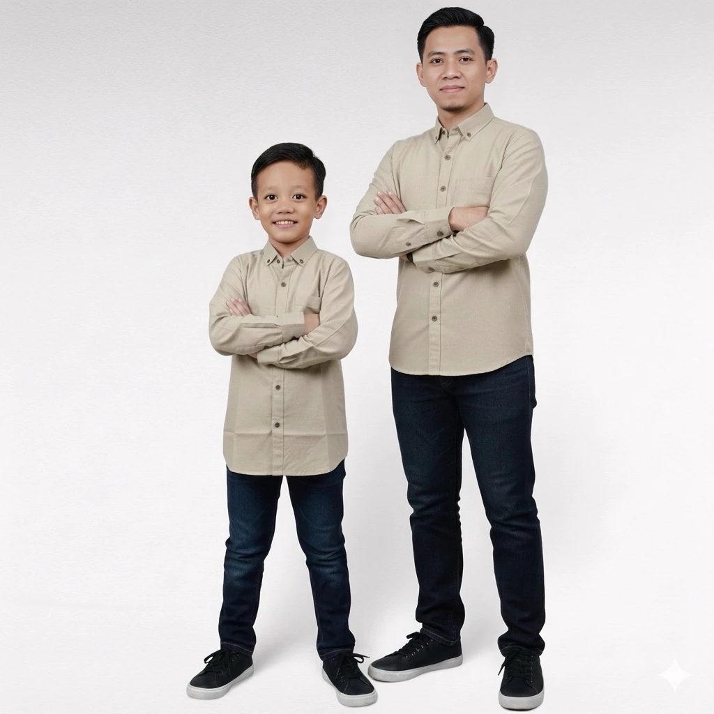 Kemeja Pria Dewasa & Anak Couple Bahan Katun