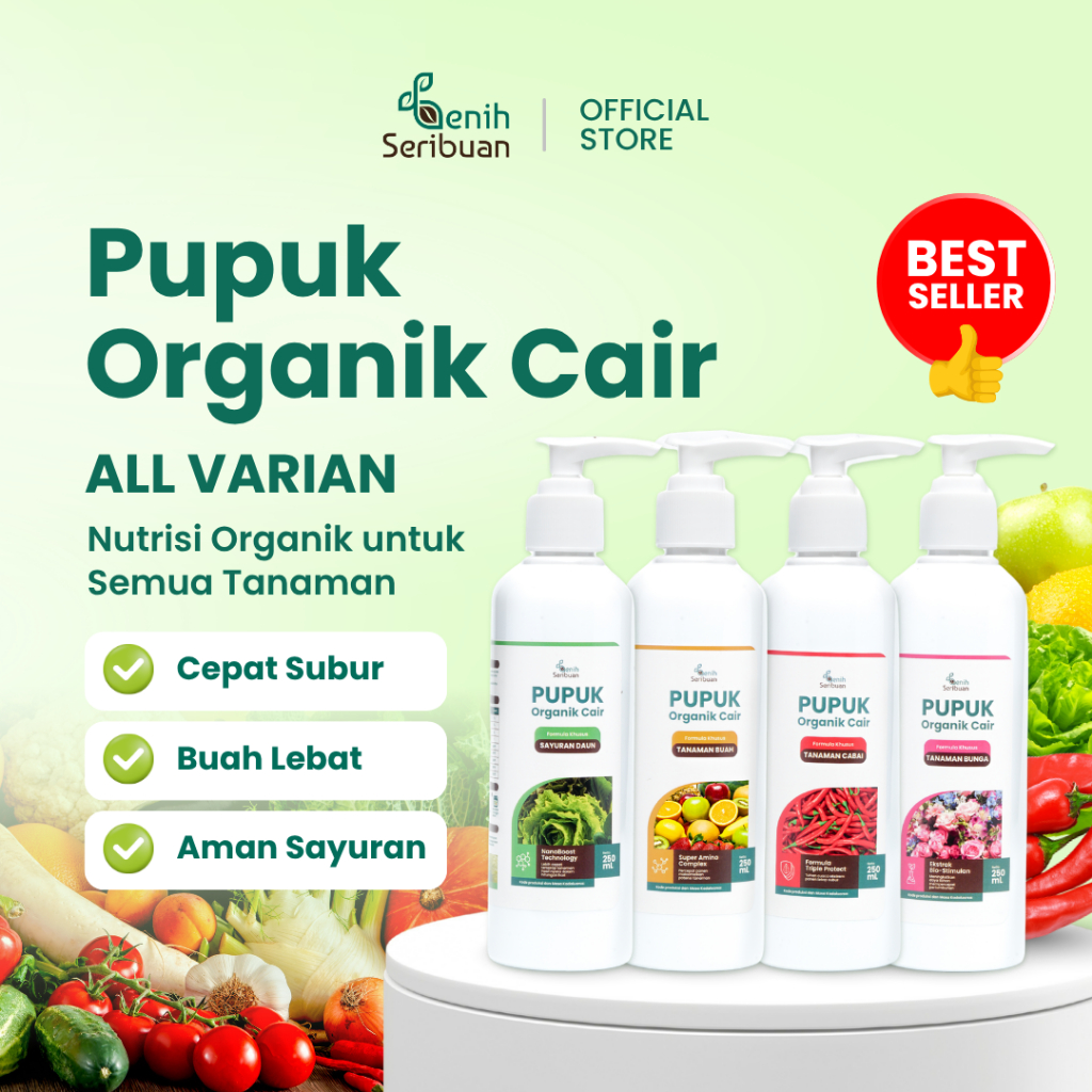 Pupuk Organik Cair Sayuran, Buah, Cabai dan Bunga Organik, Nutrisi Tanaman Buah Lebat & Cepat Berbunga -  Benih Seribuan