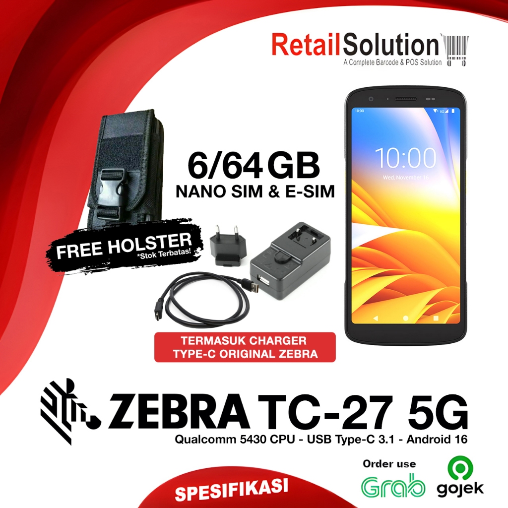 Jual Barcode Scanner PDT Android 5G - Zebra TC27 TC-27 6/64 GB | Shopee ...