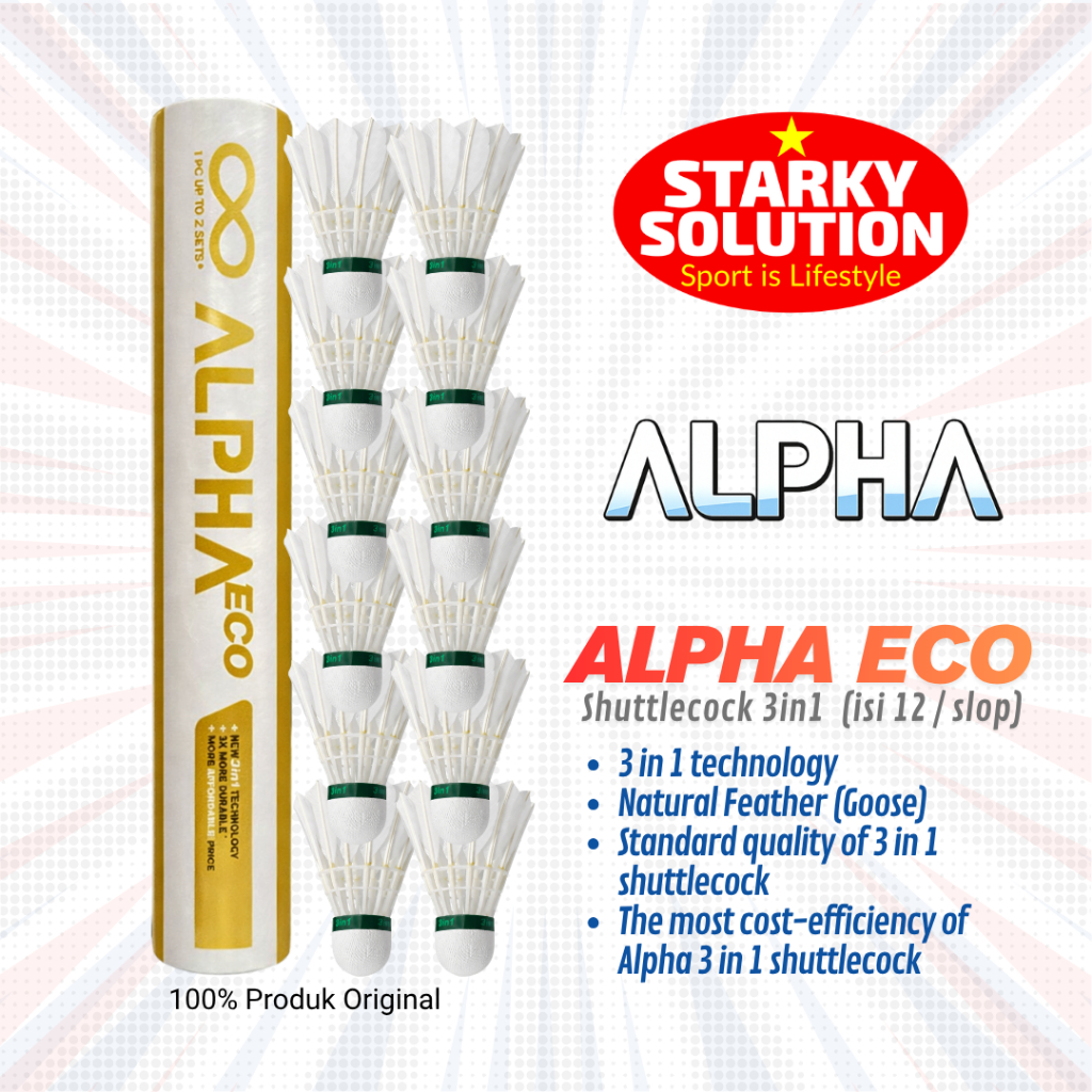 Jual Shuttlecock ALPHA ECO WHITE PUTIH 3 IN 1 Kok Bulutangkis Badminton ...