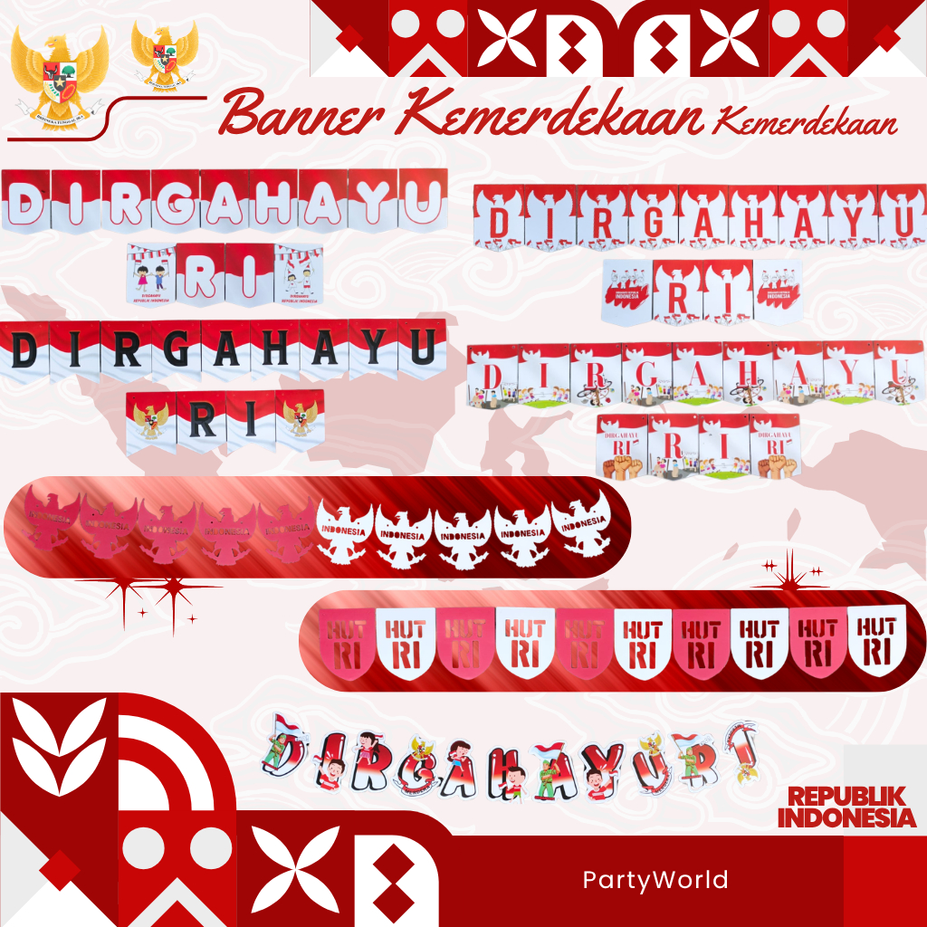 Banner Dirgahayu Kemerdekaan | Banner HUT RI | Banner Merah Putih 17 Agustus | Bunting Flag Merah Putih
