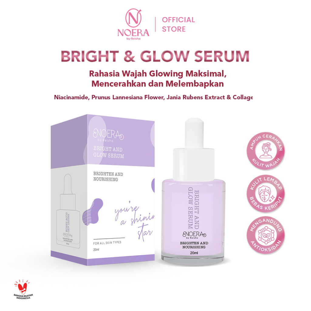 Noera Face Serum Bright & Glow | Serum Mencerahkan Wajah | Serum Wajah Brightening Glowing Moisturizer Anti Aging