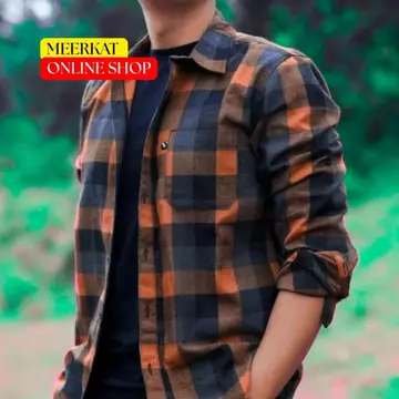 Kemeja Flanel Kotak Merah Abu Hitam Kombinasi