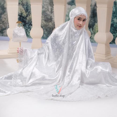 Lovela mukena resleting dewasa 2 in 1 jacquar silk embos   jumbo premium
