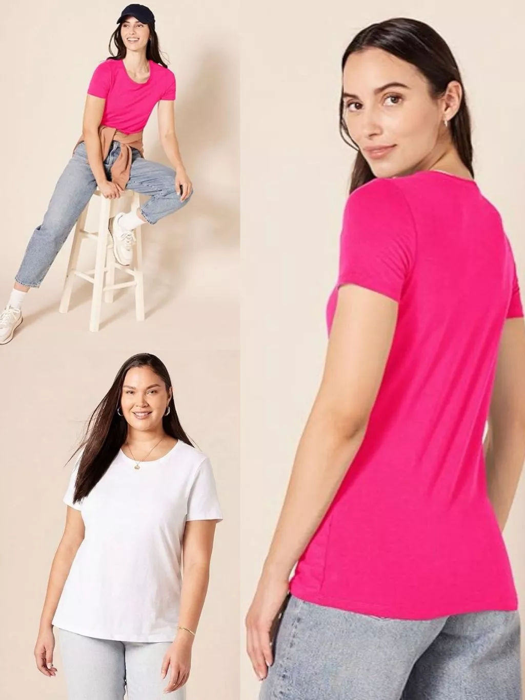 Kaos Basic Lengan Pendek Wanita AMZ Women's Classic-Fit Short-Sleeve Crewneck T-Shirt - 2250