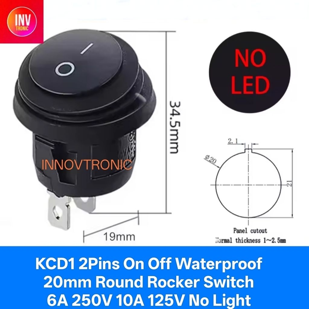 Jual KCD1 2Pins Round On Off Waterproof No Light Switch SPST Rocker ...