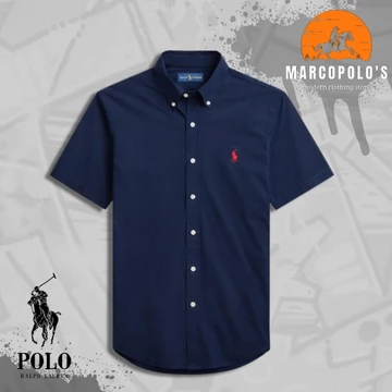 Kemeja Polos Pria Lengan Pendek P.O.L.O'S. Premium Quality. Logo Bordir Casual Model Slimfit