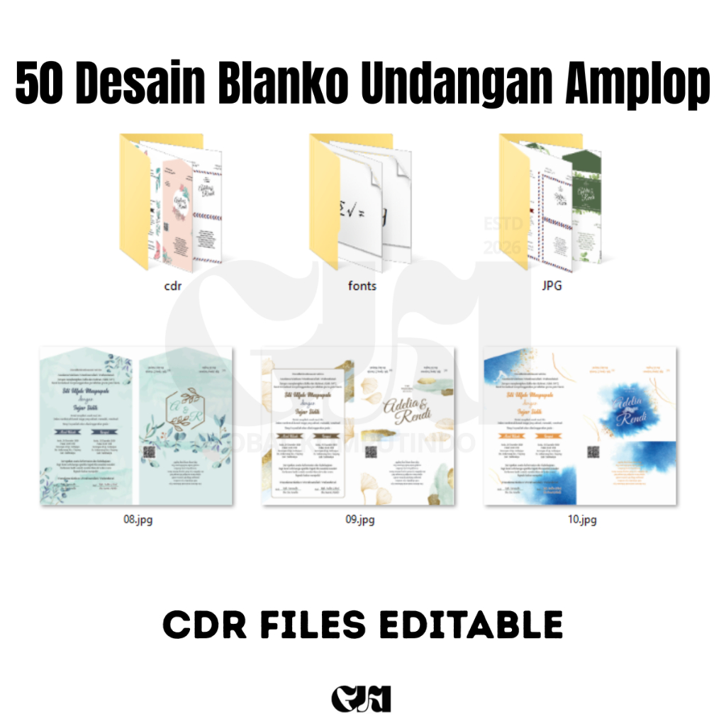 Jual 50 Desain Blanko Undangan Amplop CDR Files - GKI034 | Shopee Indonesia