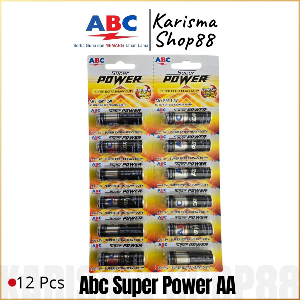 Jual BATERAI AA / A2 ABC SUPER POWER ISI 12 PCS / KEMASAN RENTENG BATRE ...