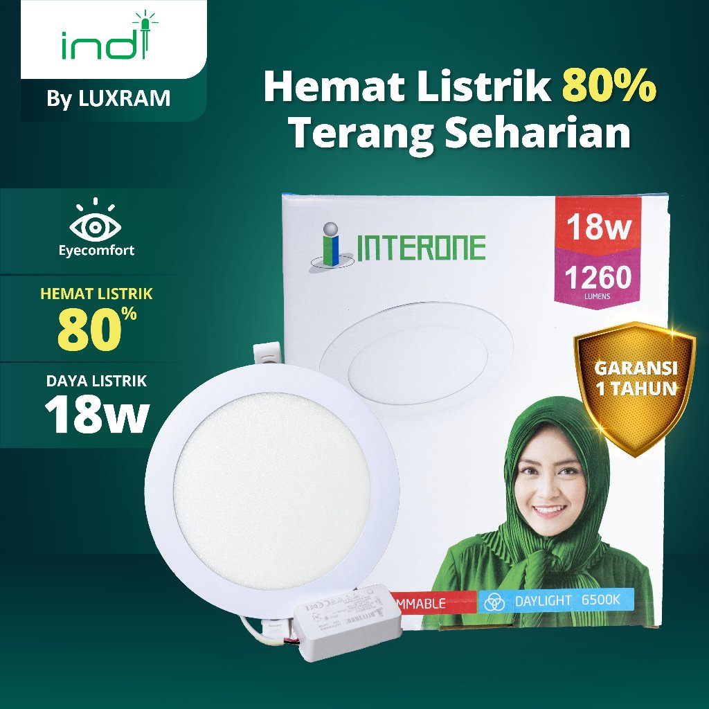 Jual Lampu Downlight LED 18 Watt Tanam Plafon Hemat Listrik 1260 Lumen ...