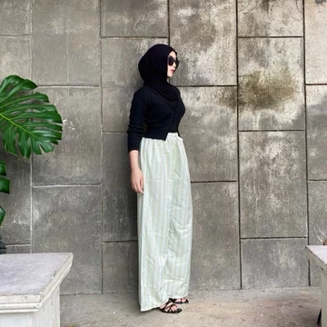 Everyday Pants Motif Abstrak Celana Panjang Wanita Baggy Kantor Kuliah Kulot Pinstripe Celana