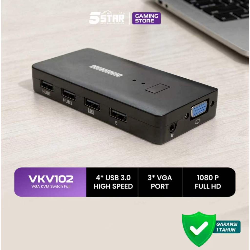 Jual 5Star 2 Port VGA KVM Switch Full HD 1080P @60Hz Support 4 USB2.0 ...