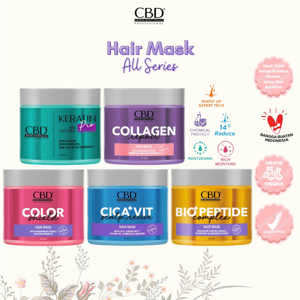 Jual CBD Hair Mask 250g/500g Keratin | Color | Collagen | Cica+ ...