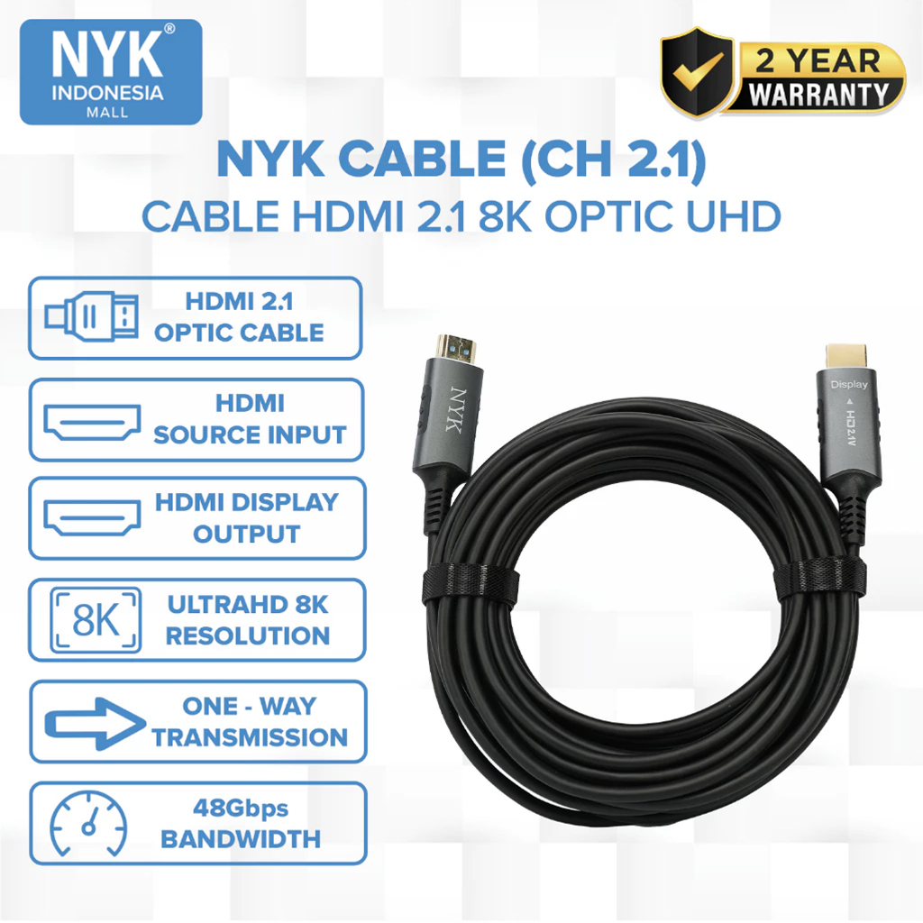 NYK CABLE (CH 2.1) HDMI 2.1 8K OPTIC UHD - Active Optical Cable 30 Meter COD